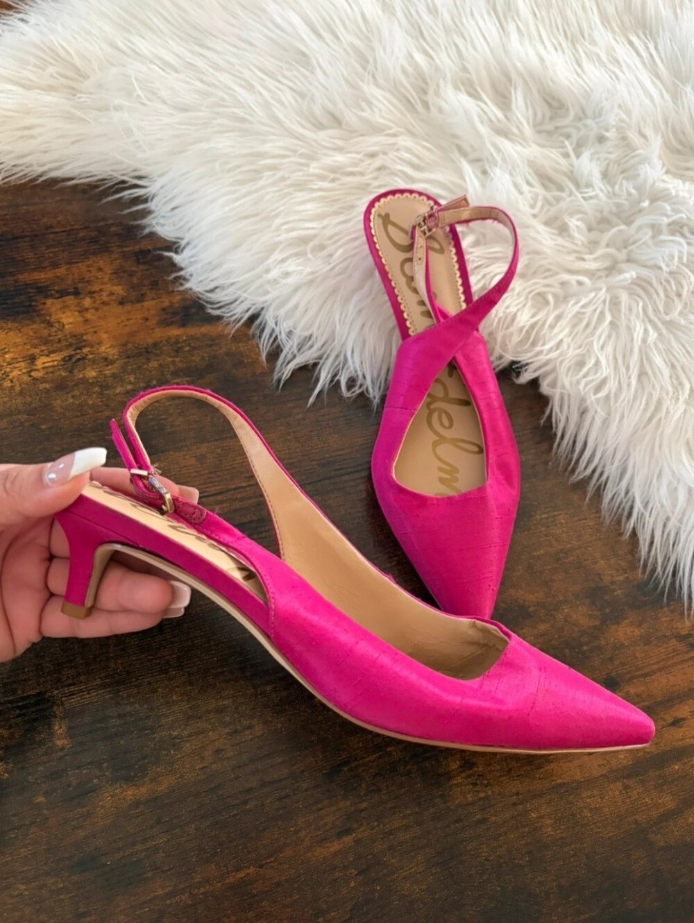 Hot Pink Sam Edelman Slingback Kitten Heels